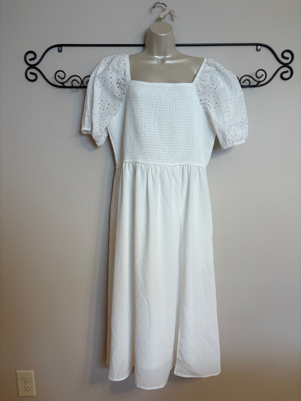 Maurice’s White Eyelet Puff Sleeve Midi Dress